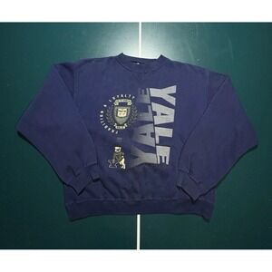 Vintage Yale University Crewneck Sweatshirt Men's XL Blue Bulldogs 80s 90s‎